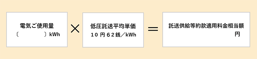 低圧従量制の託送供給等約款適用料金相当額の計算方法