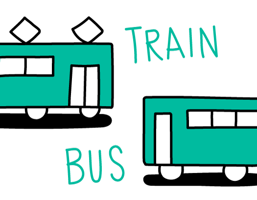 公共交通機関で移動