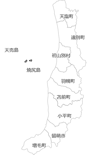 系統設備効率化割引対象地域マップ：留萌振興局