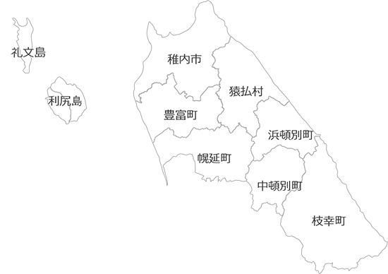 系統設備効率化割引対象地域マップ：宗谷総合振興局