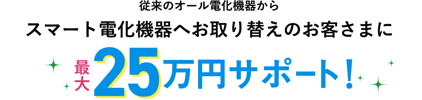 従来のオール電化機器からスマート電化機器へお取り替えのお客さまに最大15万円サポート！